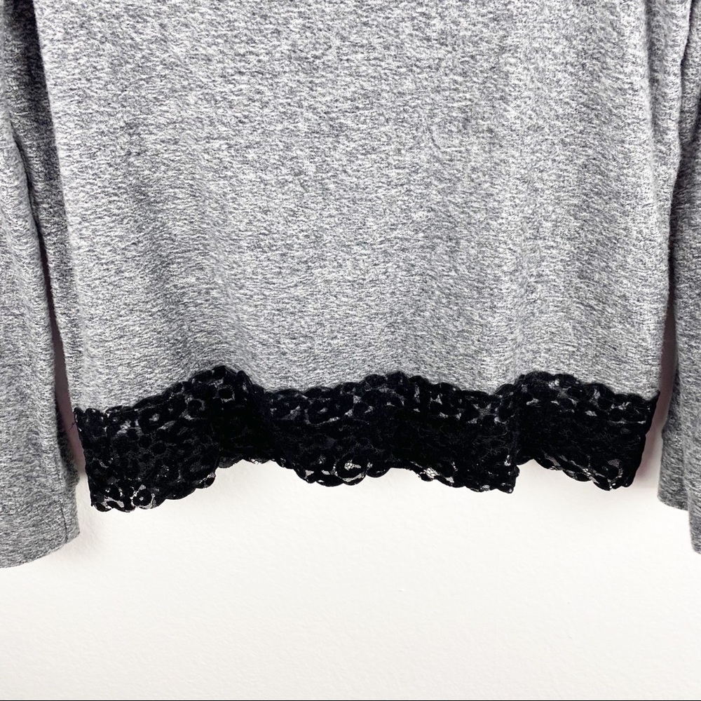 CHICO’S ZENERGY Gray Long Sleeves Lace Trim Top, Size Small - Picture 5 of 8